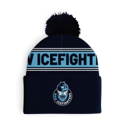 KSW Icefighters - Bommelmütze mit Krempe navy - Lightblue Stripe